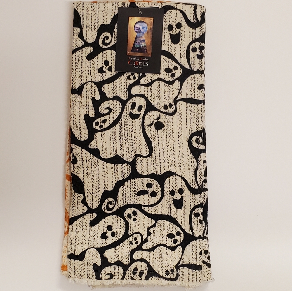 Cynthia Rowley Curious Halloween Ghost Set of 3 Kitchen Towels 100% Cotton NEW